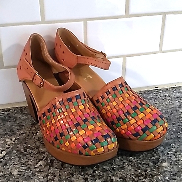 D'ARTE Leather Weaved Multicolor Platform Heels. Size 26 (Size 9 US) - Picture 2 of 14